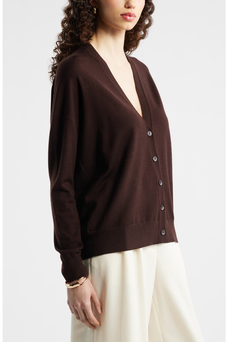 Asymmetrical Wool Blend Cardigan, Alternate, color, BROWN COFFEE
