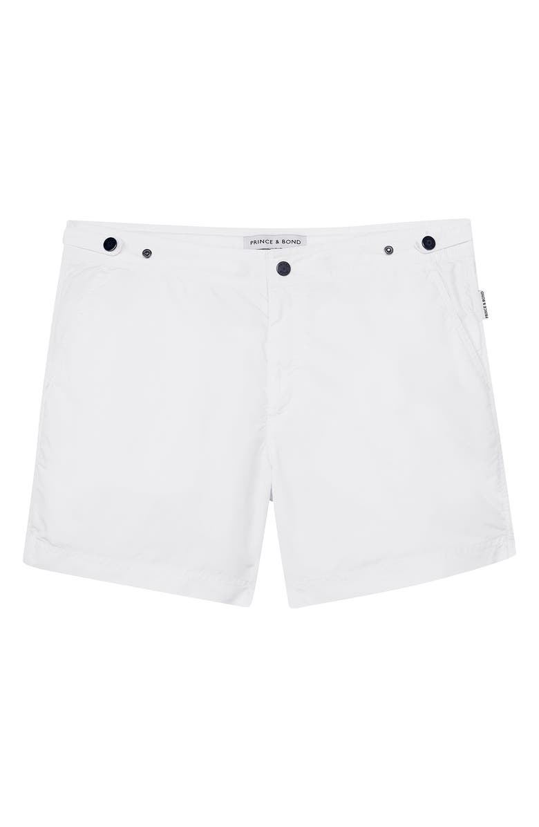 PRINCE & BOND Elvio Tailored Solid Hybrid Swim Trunks, Alternate, color,