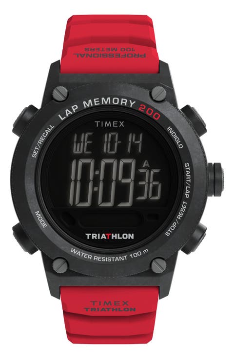 Ironman® Triathlon Digital 200-Lap Silicone Strap Watch, 44mm