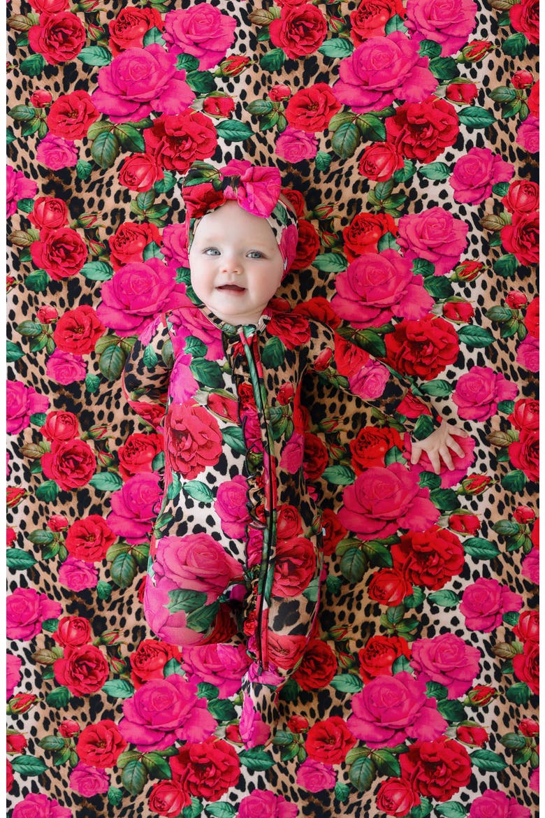 Ruffle Fitted One-Piece Footie Pajamas, Alternate, color, PINK