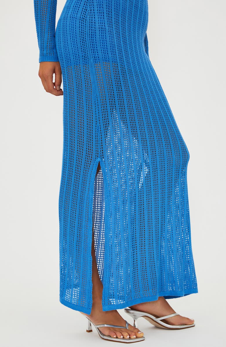 Beach Riot Ivana Open Knit Cover-Up Pencil Skirt, Alternate, color, Harbor Blue