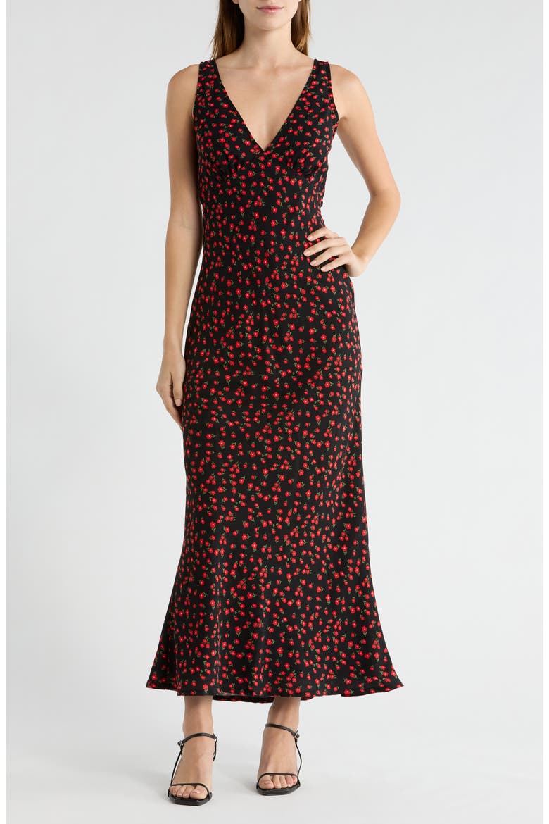 Nellie Sleeveless Maxi Sundress, Main, color, BLACK/ RED FLORAL