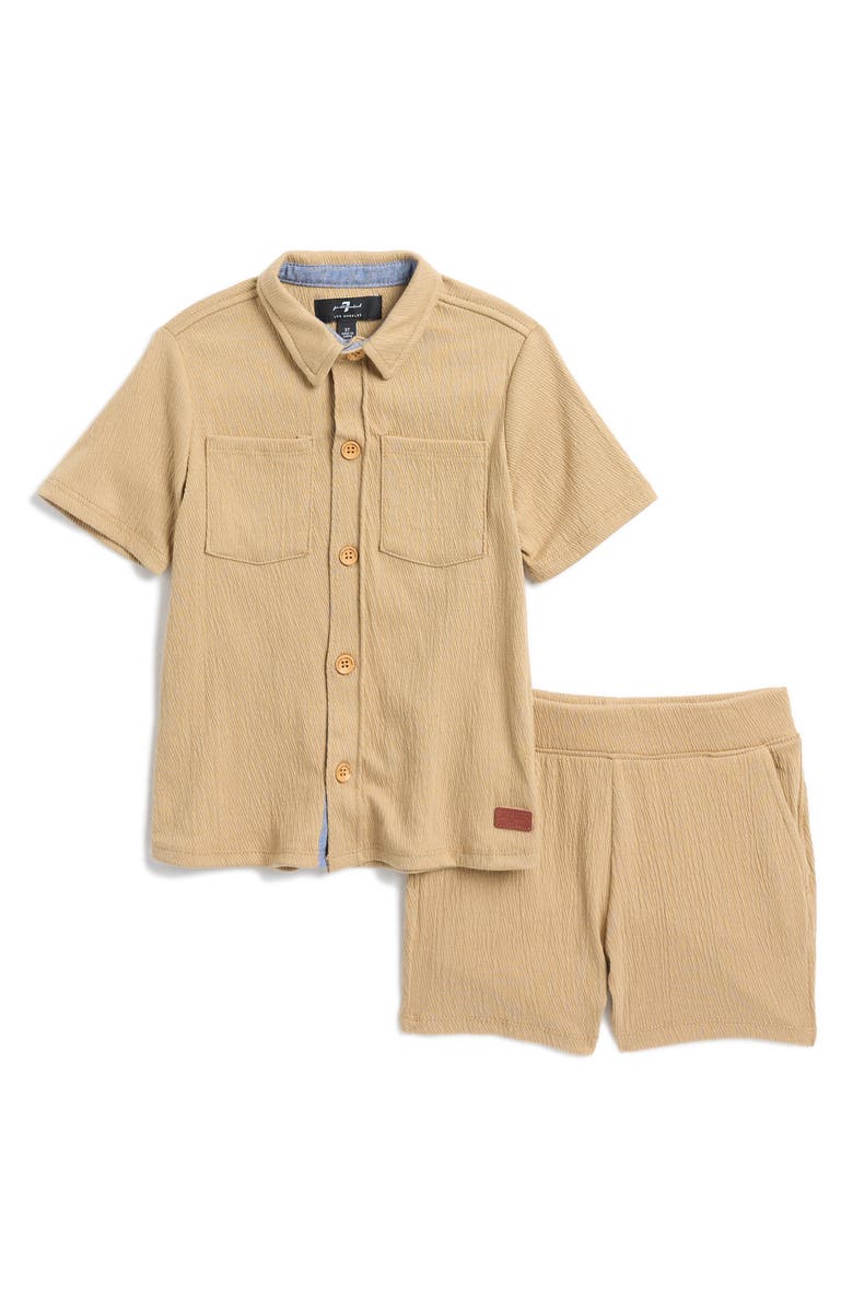 7 For All Mankind Kids' Co-Ord Button-Up Shirt & Shorts Set, Main, color, 