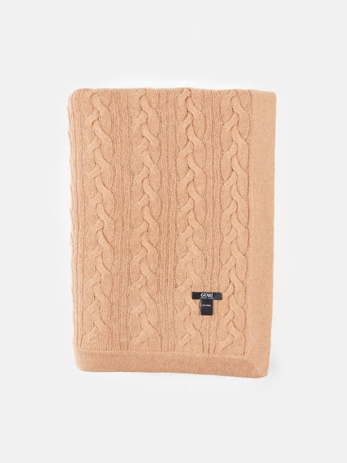 Gobi Mongolian Cashmere Cable Knit Blanket In Sheepskin