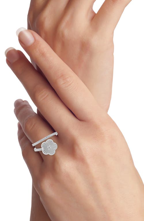 Kenneth Jay Lane Cubic Zirconia Striated Clover Wrap Ring