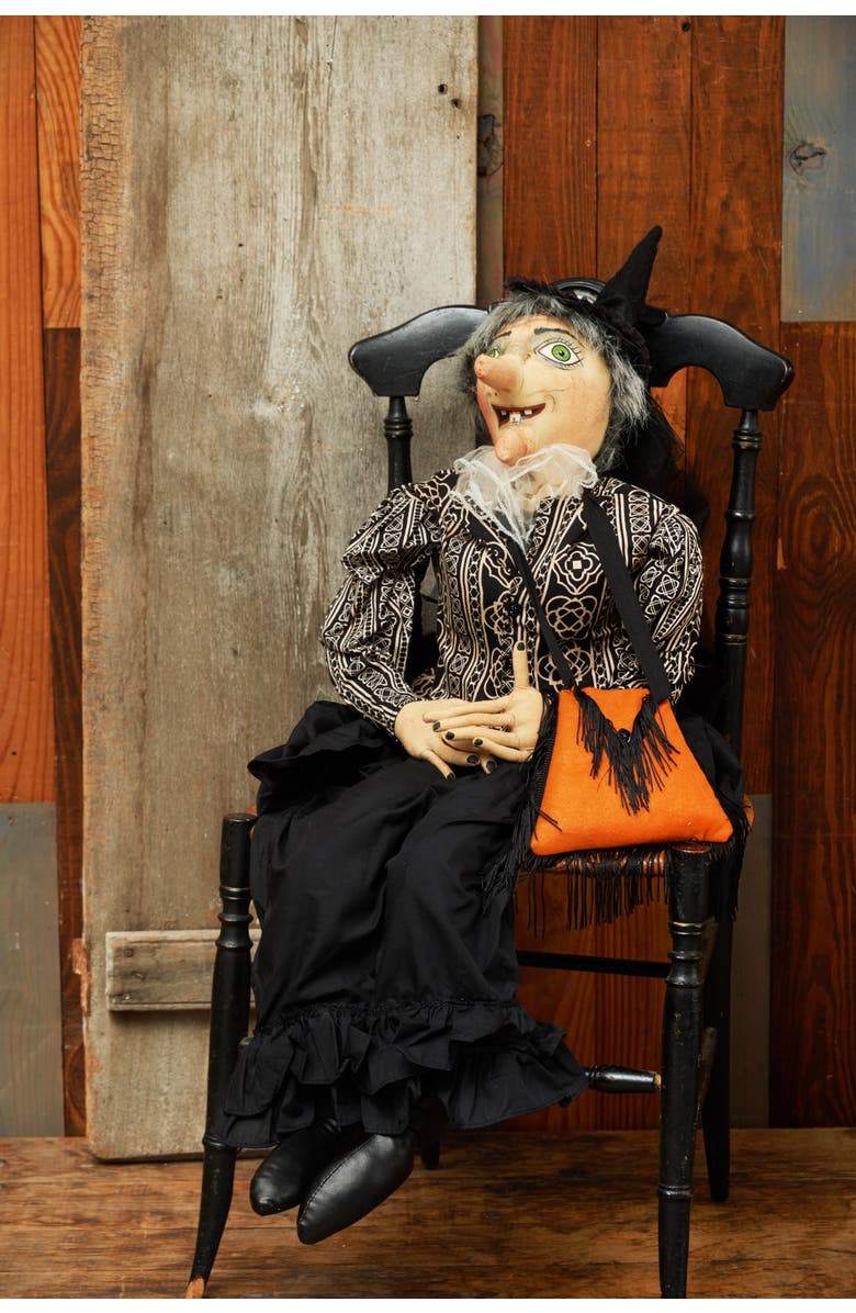 Gallerie II Halloween Vahn Witch Large Folk Art Doll Figurine Joe Spencer Gathered Traditions Collectible, Alternate, color, Black