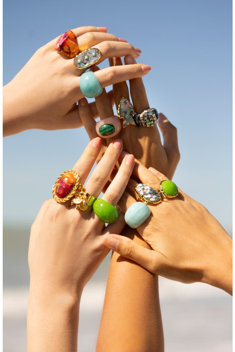 Abalone Turquoise Studded Adjustable Ring, Alternate, color, TURQUOISE MULTI