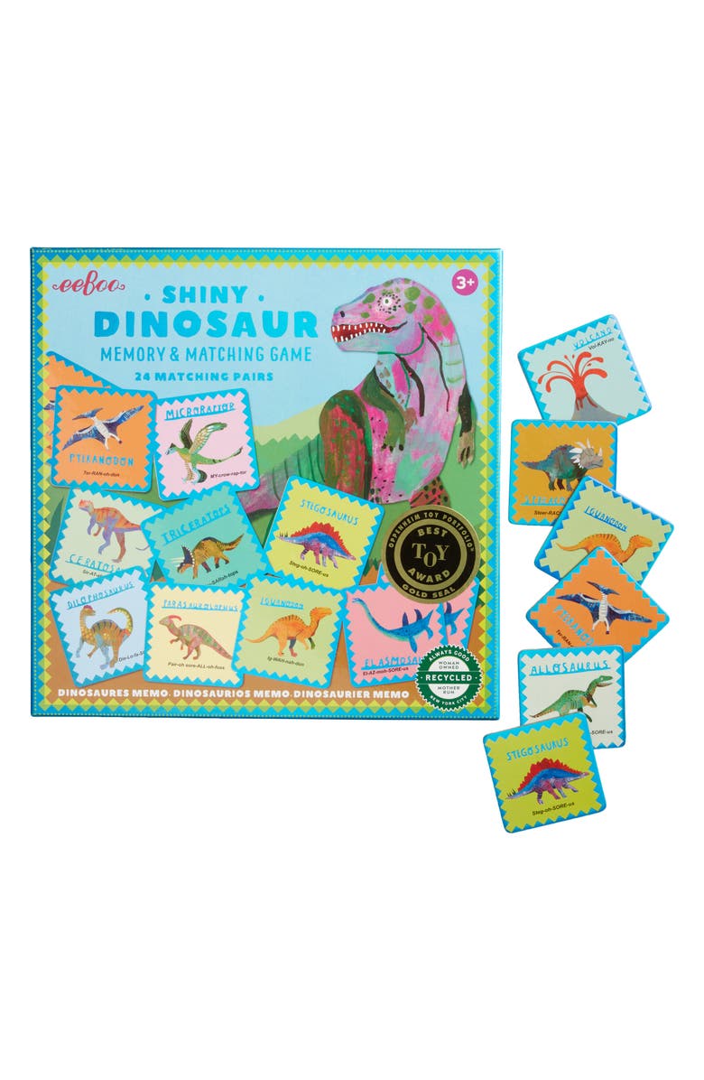 eeBoo Shiny Dinosaur Memory & Matching Game, Alternate, color, Green