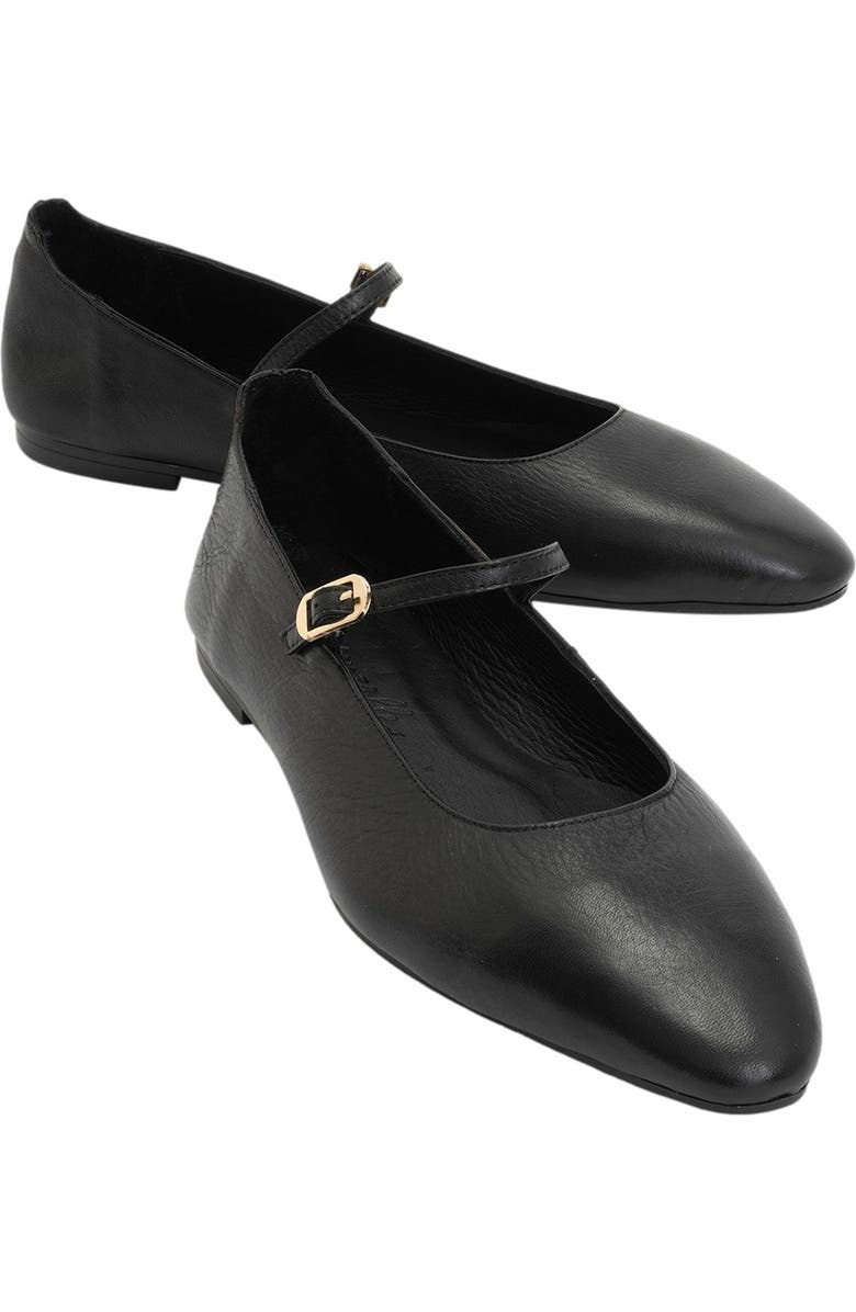 Forever & Always Shoes Lara Leather Mary Jane Flats, Main, color, Black Leather