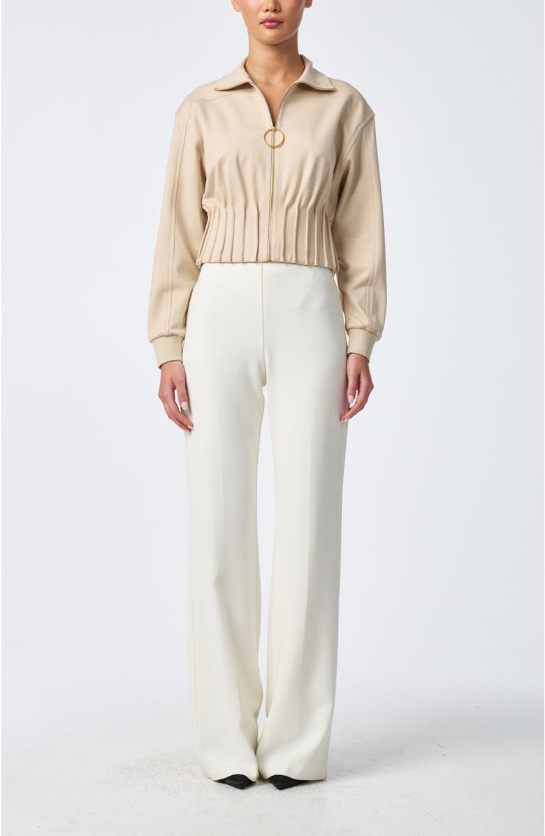 Trina Turk Outrun Cinched Waist Ponte Jacket, Alternate, color, Sahara Stone