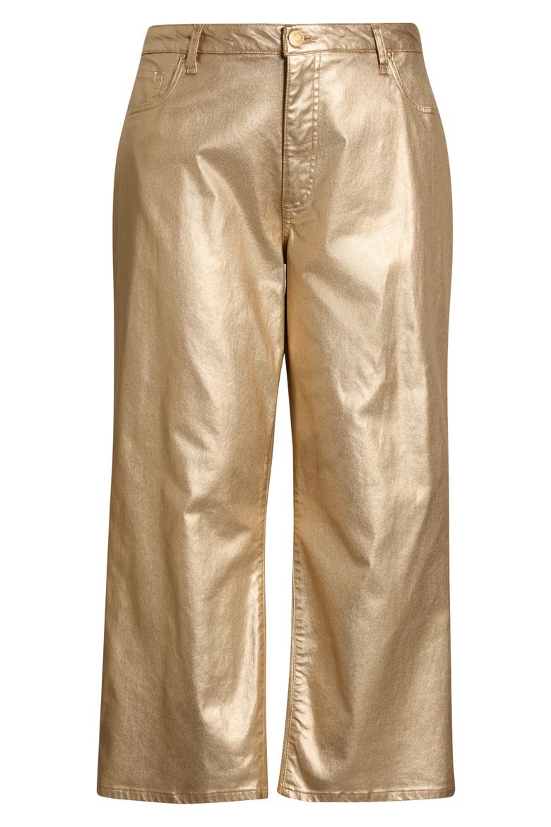 Coated High Waist Wide Leg Ankle Jeans, Alternate, color, GOLD