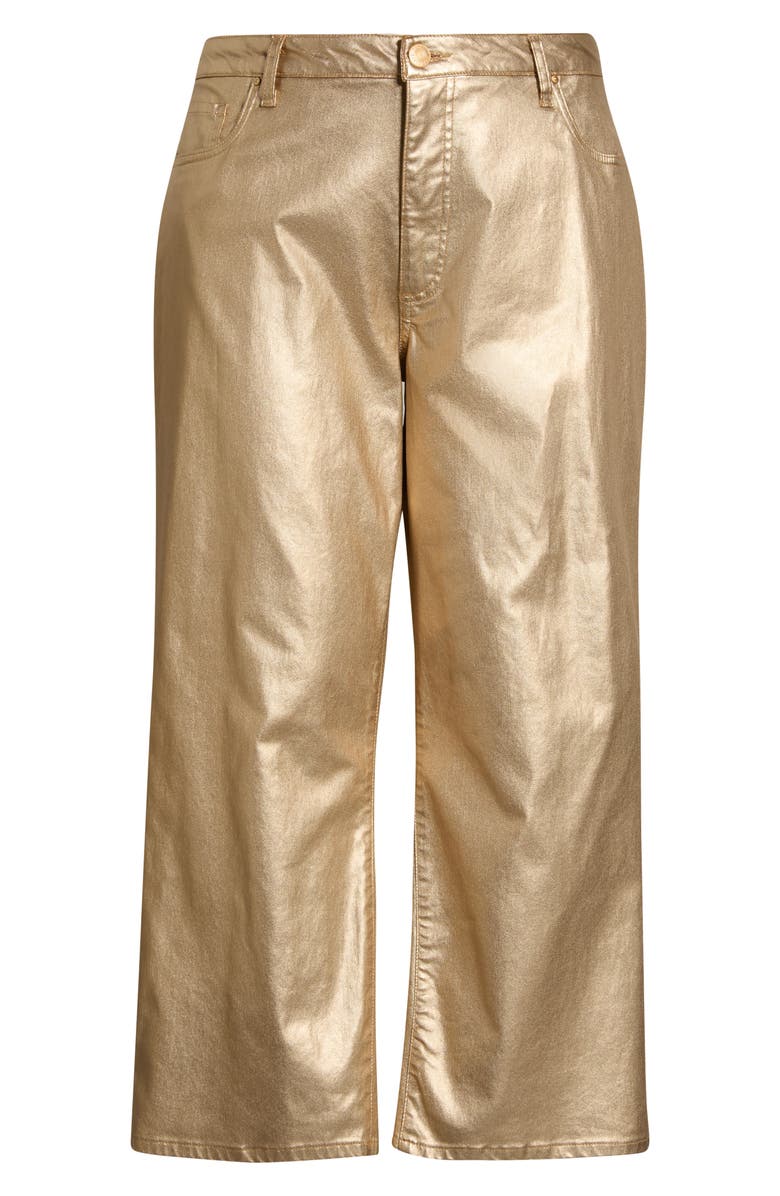 KUT from the Kloth Coated High Waist Wide Leg Ankle Jeans, Alternate, color, Gold