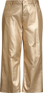 KUT from the Kloth Coated High Waist Wide Leg Ankle Jeans
