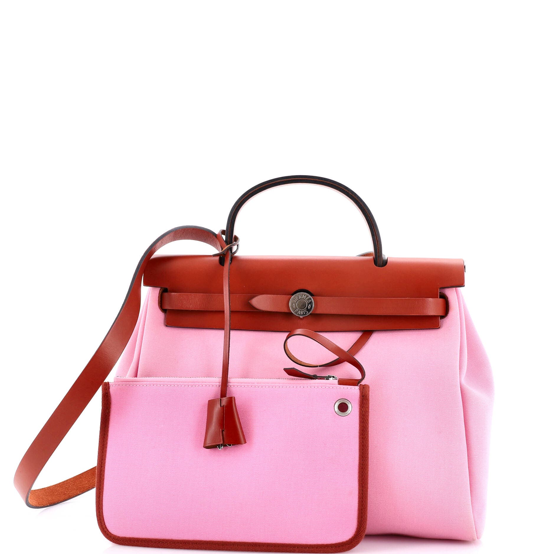 Pre-Owned Hermes Herbag Zip Leather and Toile 31, Alternate, color, Mauve Sylvestre