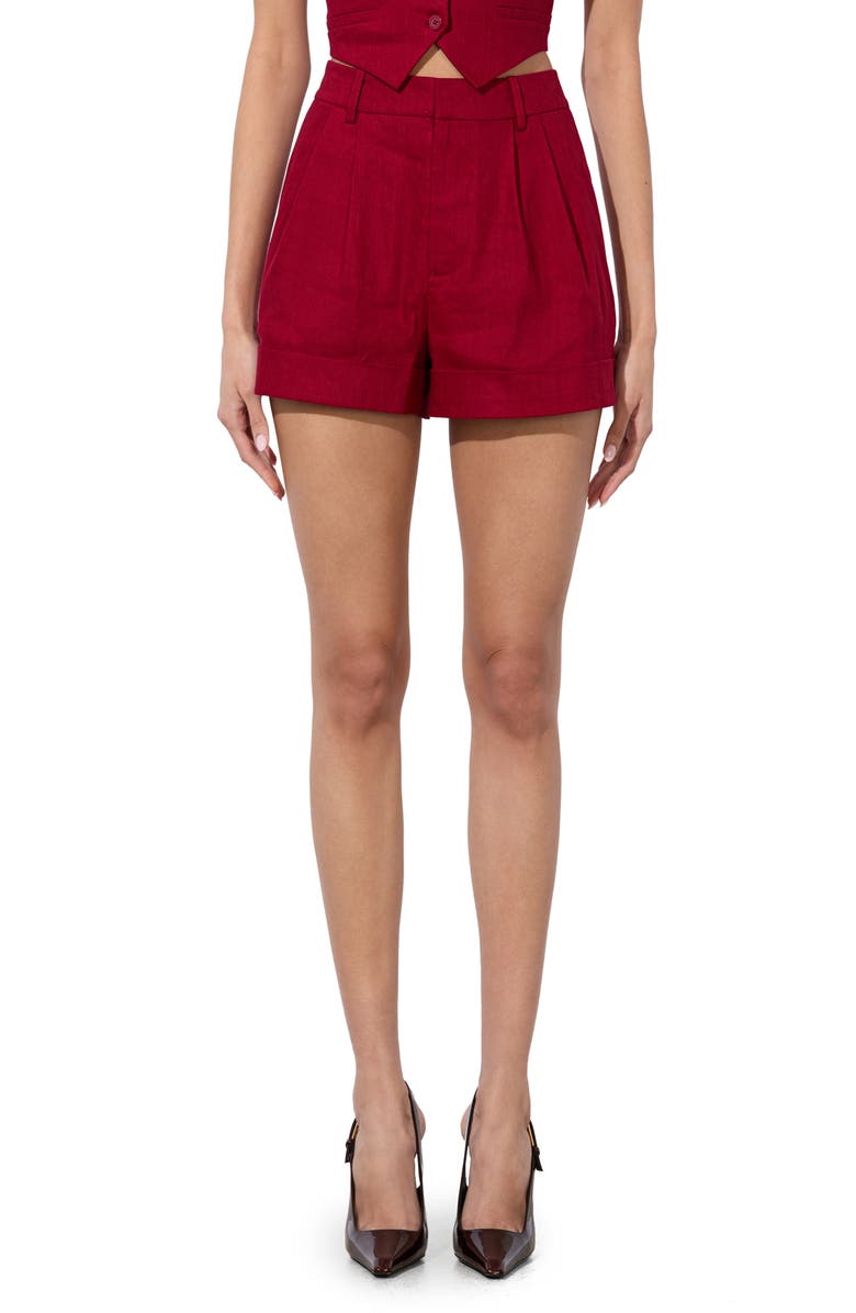 Alice + Olivia Conry Cuff Linen Blend Shorts, Main, color, 