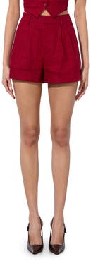 Alice + Olivia Conry Cuff Linen Blend Shorts