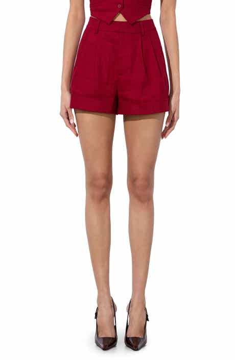 Alice + Olivia Conry Cuff Linen Blend Shorts