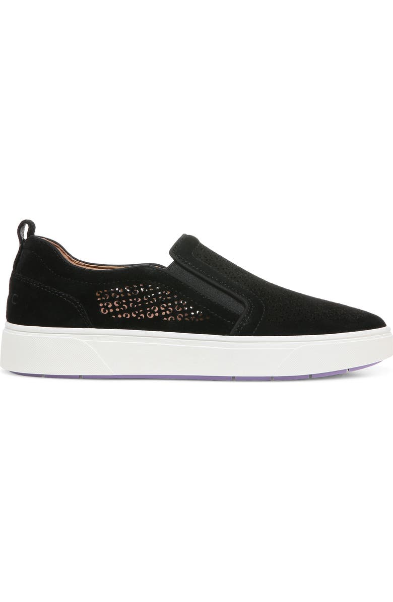 Vionic Kimmie Perforated Suede Slip-On Sneaker, Alternate, color, Black