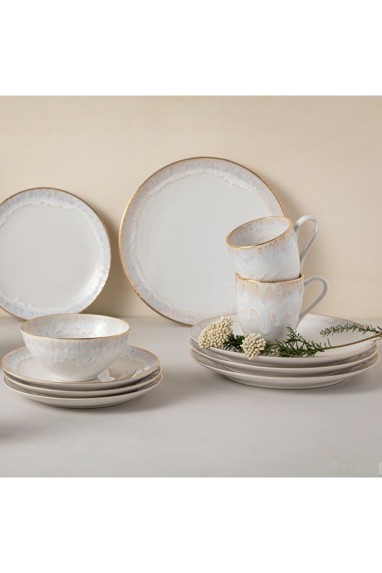 Taormina Set/6 salad plates, Alternate, color, White & gold