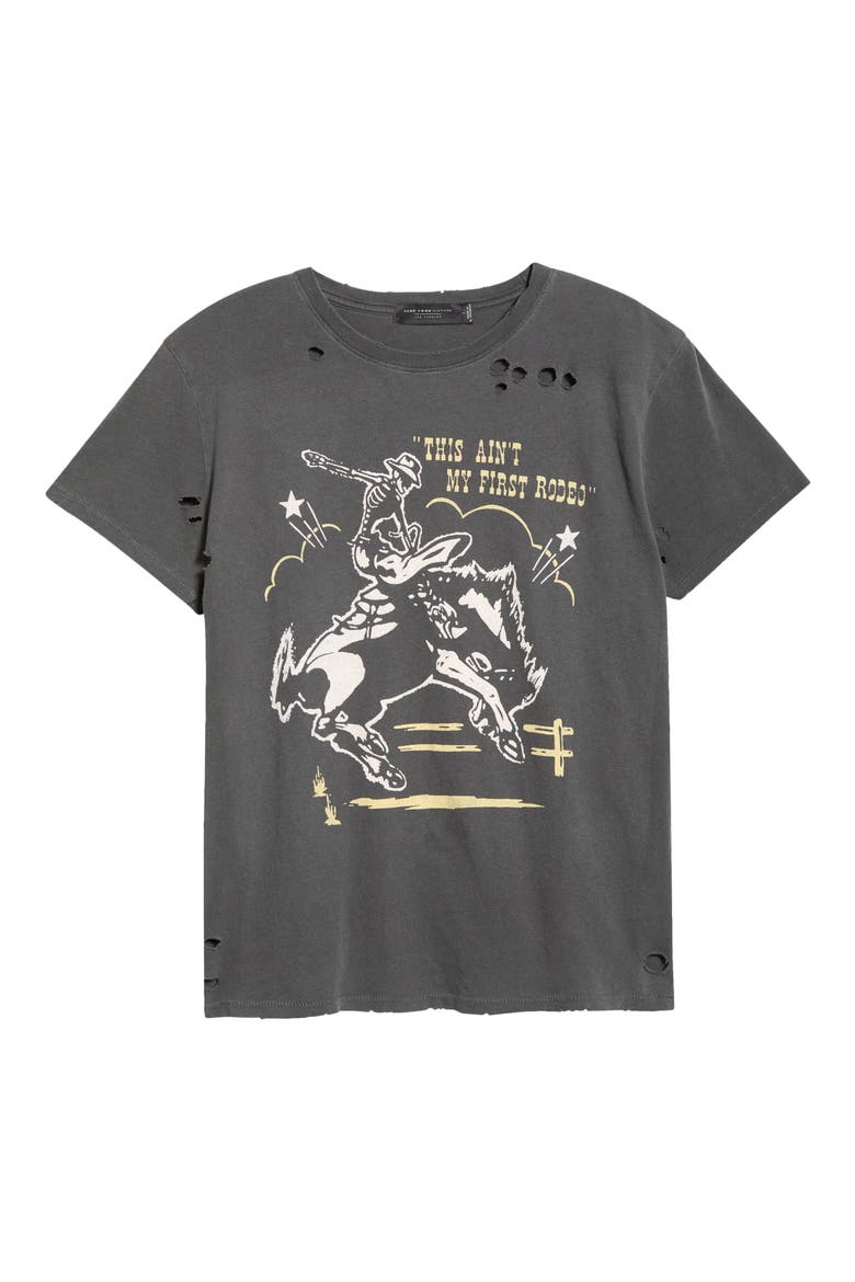 Ain't My First Rodeo Distressed Graphic T-Shirt, Alternate, color, VINTAGE BLACK