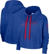 Nike Women's Nike Royal Philadelphia 76ers Split Flip Courtside Cropped Pullover Hoodie