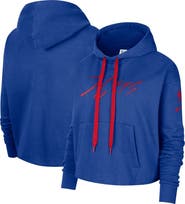 Nike Women's Nike Royal Philadelphia 76ers Split Flip Courtside Cropped Pullover Hoodie