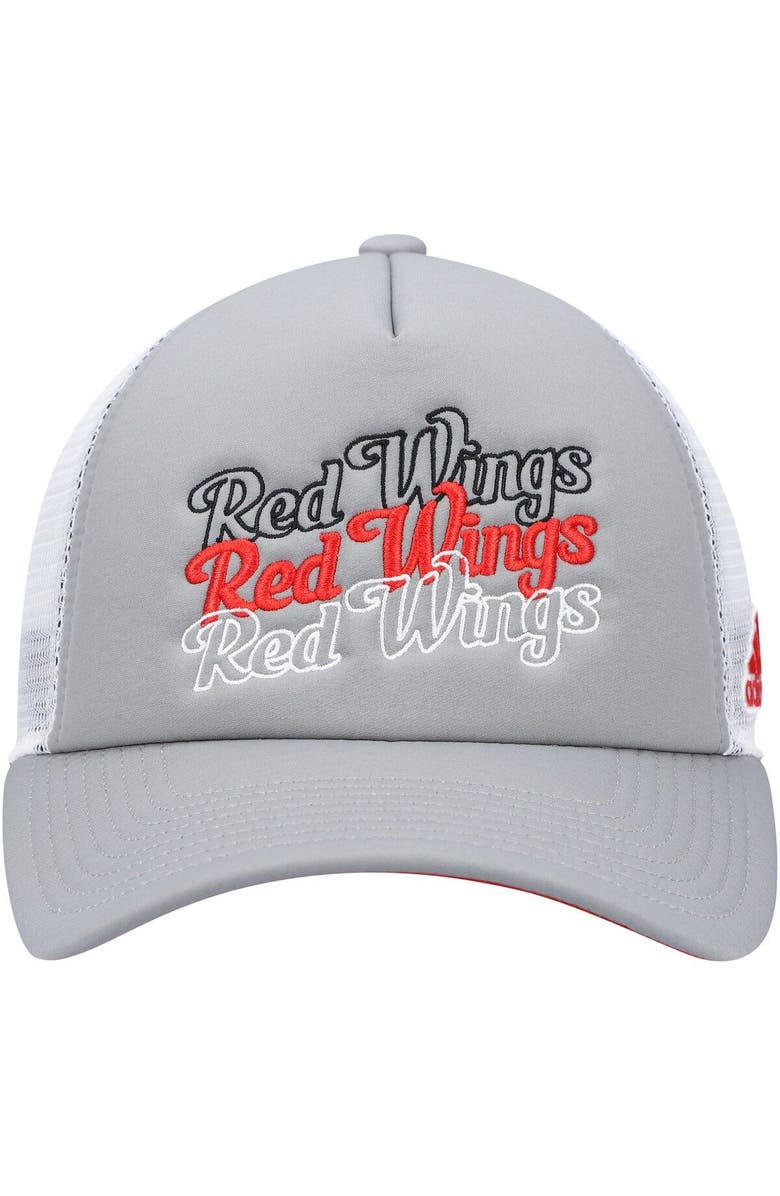 adidas Women's adidas Gray/White Detroit Red Wings Foam Trucker Snapback Hat, Alternate, color, Gray