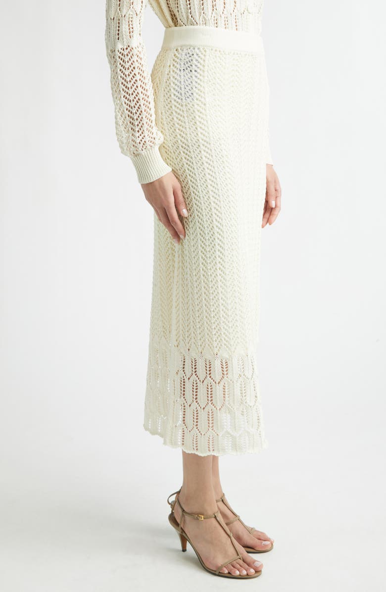 Jil Sander Cotton Crochet Midi Skirt, Alternate, color, Eggshell