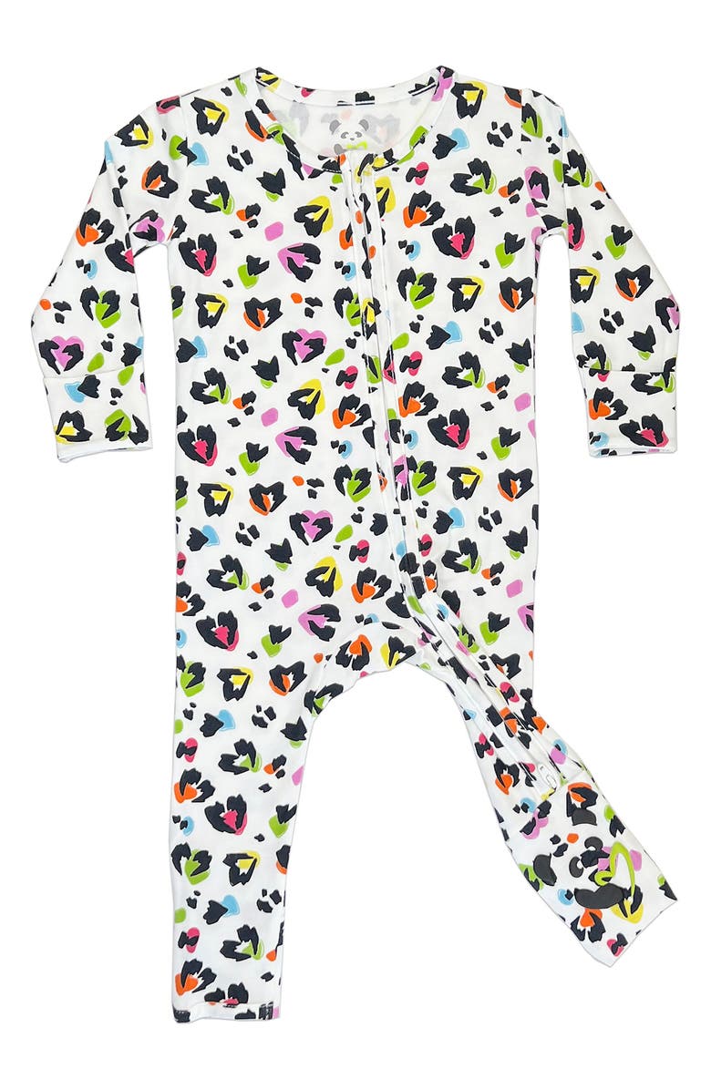 Bellabu Bear Kids' Rainbow Leopard Convertible Footie Pajamas, Main, color, 
