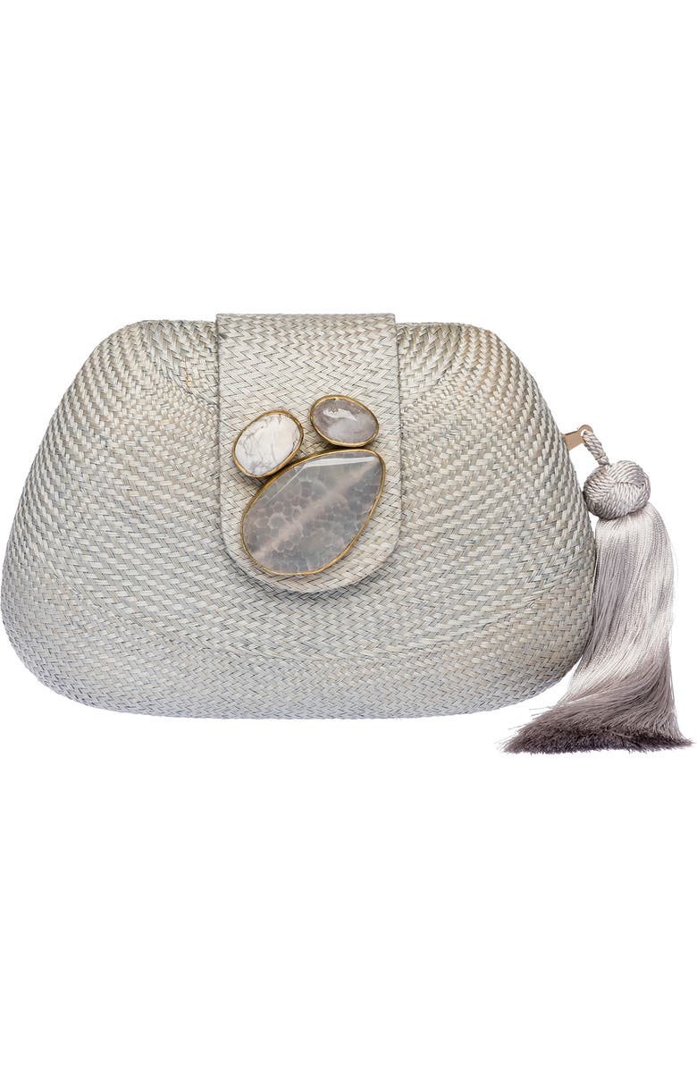 Rafe New York Tamu Bean Clutch, Main, color, Light Grey