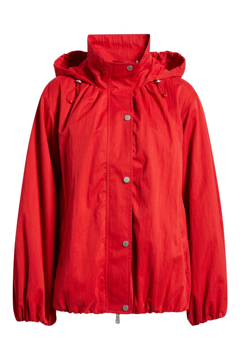 Balloon Hem Hooded Rain Jacket, Alternate, color, CADMIUM