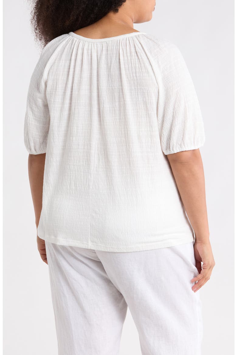Elbow Sleeve Yoke Top, Alternate, color, WHITE