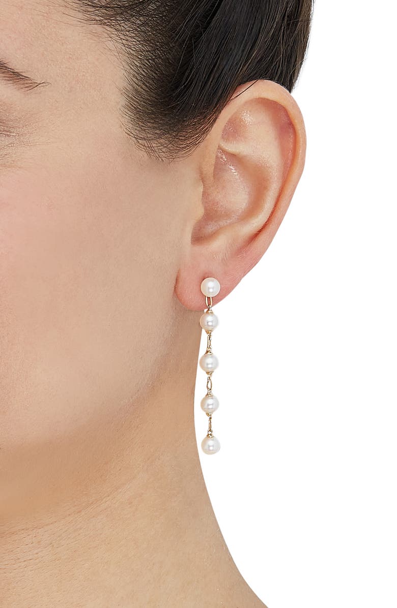 Frankie & Zoe Freshwater Pearl Linear Drop Earrings, Alternate, color, Yellow Gold