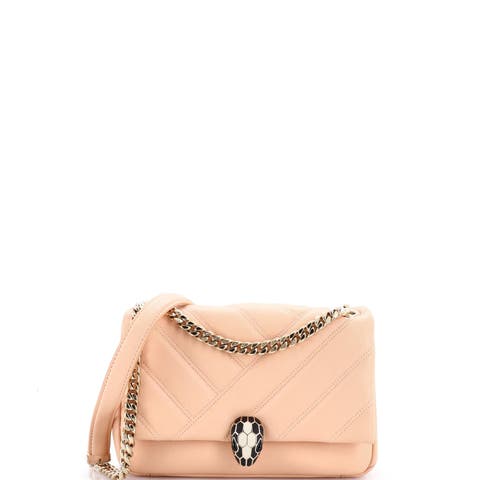 Serpenti Cabochon Shoulder Bag Diagonal Quilted Leather Small