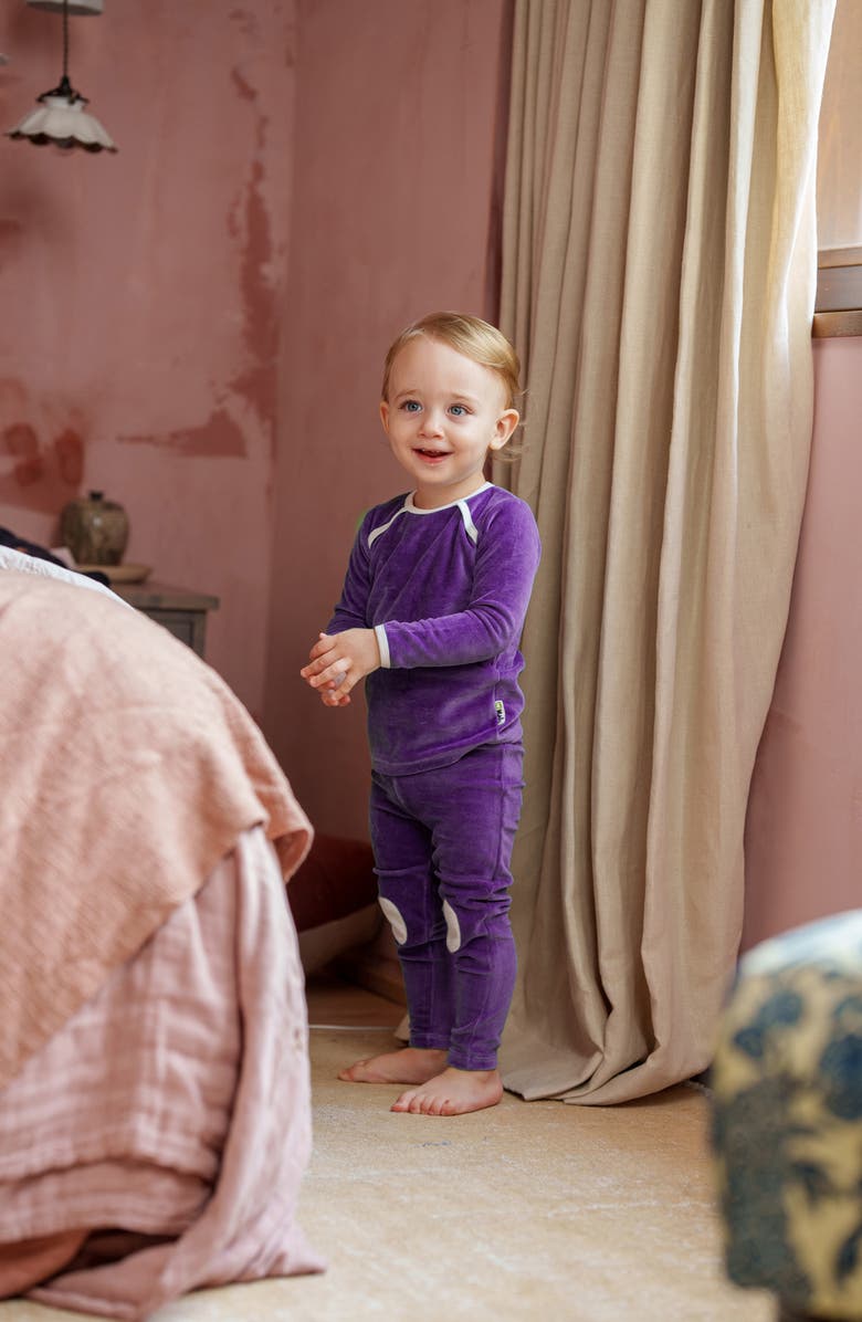 Manière Kids' Velour Patch Long Sleeve Top & Pants Set, Alternate, color, Plum