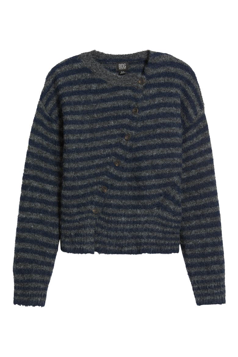 Asymmetric Stripe Cardigan, Alternate, color, GREY