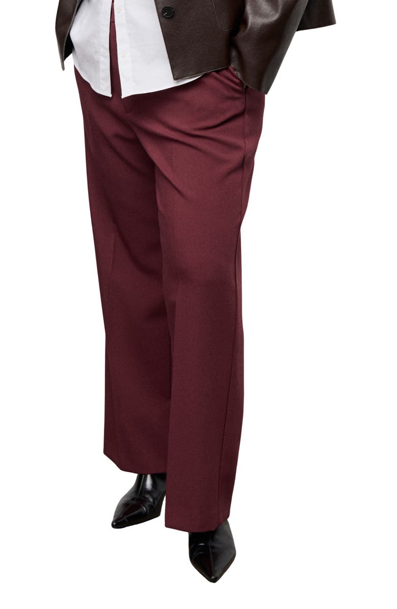MANGO High Waist Straight Leg Pants, Alternate, color, Maroon
