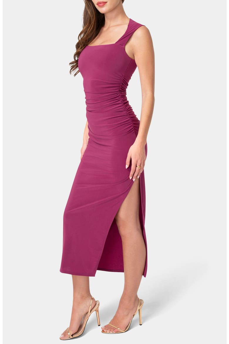 Square Neck Midi Dress, Alternate, color, MAGENTA