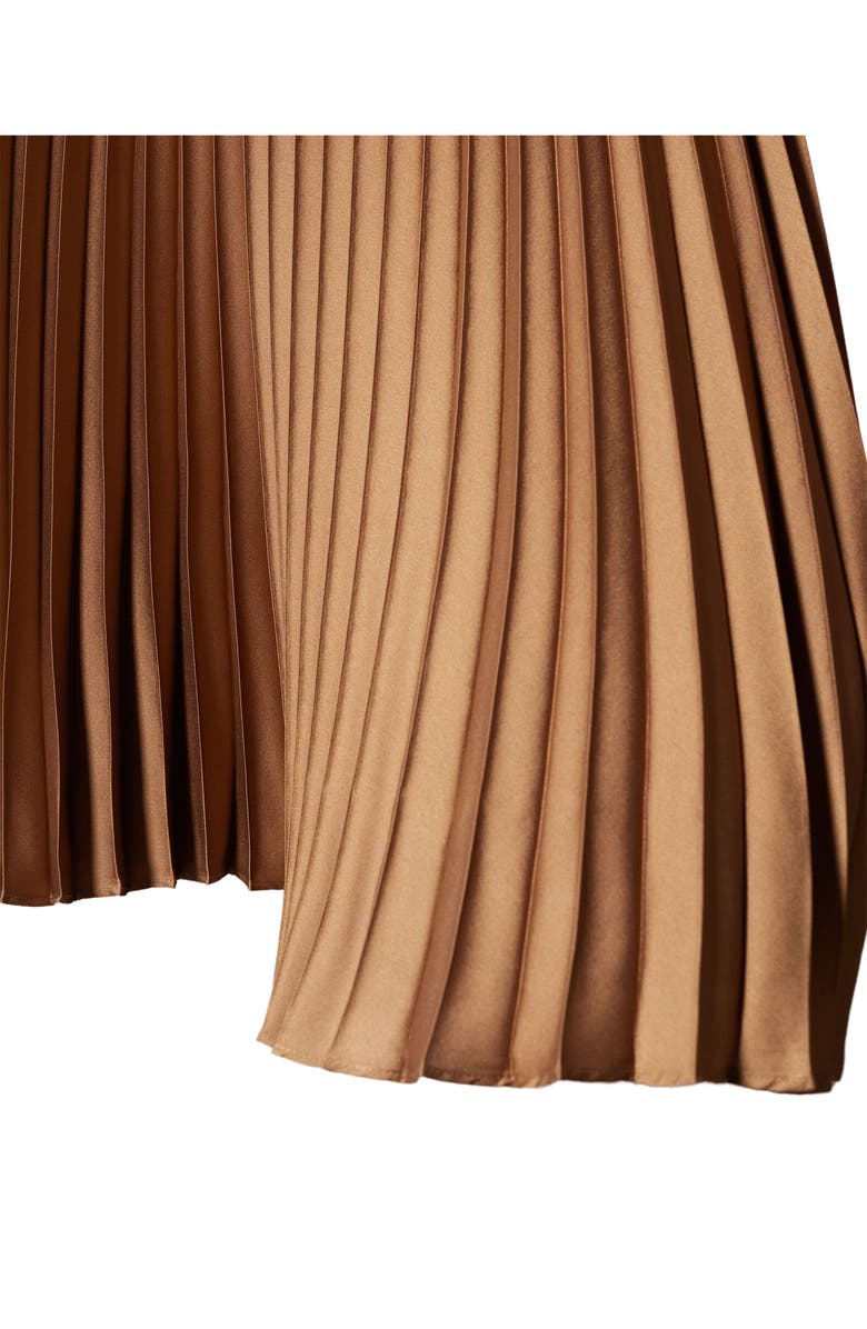 MANGO Pleated Satin Midi Skirt, Alternate, color, 