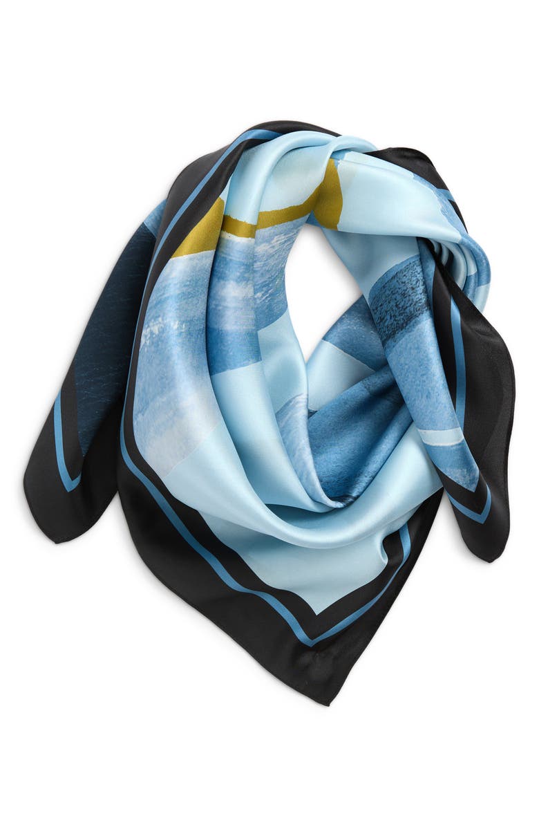 Nordstrom Printed Square Silk Scarf, Main, color, Blue Watercolor