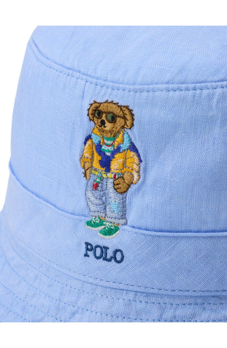 Polo Ralph Lauren Polo Bear Embroidered Linen Bucket Hat, Alternate, color, Austin Blue