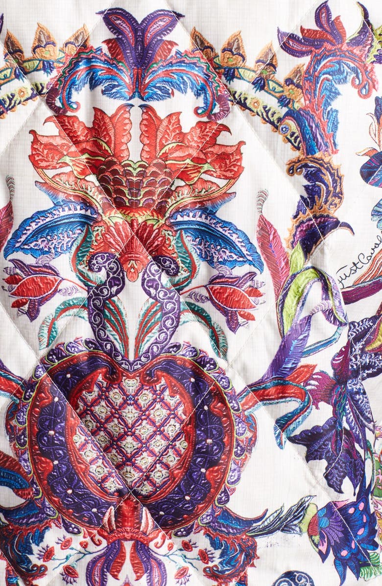 Just Cavalli Floral Print Down Puffer Vest, Alternate, color, 