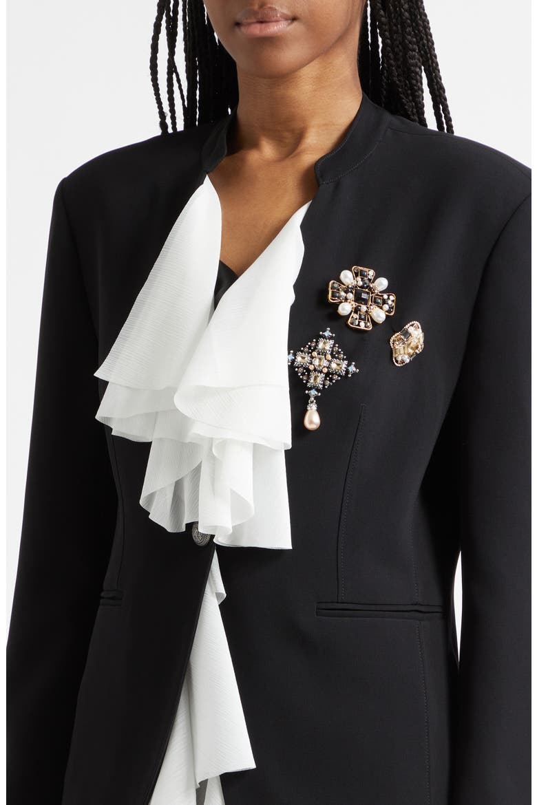 Maren Ruffled Blazer, Alternate, color, BLACK