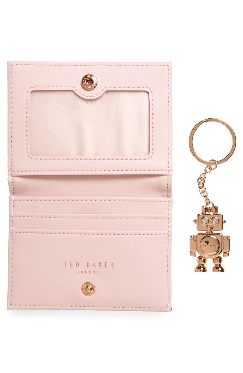 Ted Baker London Leather Card Case with Robot Key Chain, Alternate, color,