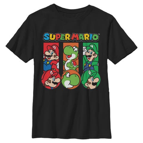 Boy's Nintendo Colorful Team Luigi and Mario  Graphic T-Shirt