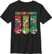 NINTENDO Boy's Nintendo Colorful Team Luigi and Mario  Graphic T-Shirt