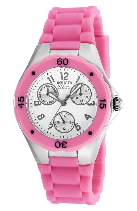 Angel Lady Silicone Strap Watch, 38mm