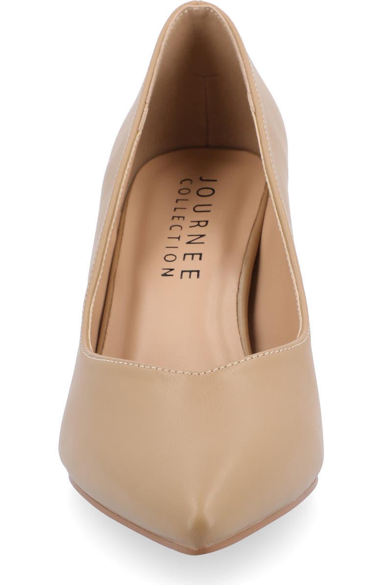 Journee Collection Simonne SuperNatural Shades Block Heel Pointed Toe Pump - Wide Width, Alternate, color, Honey