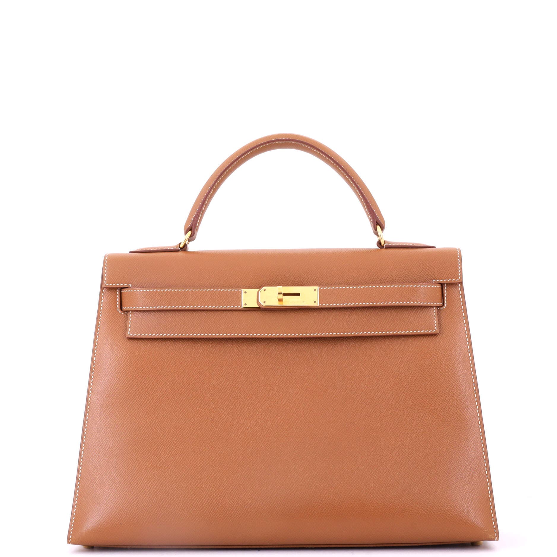 Pre-Owned Hermes Kelly Handbag Brown Courchevel with Gold Hardware 32, Main, color, 