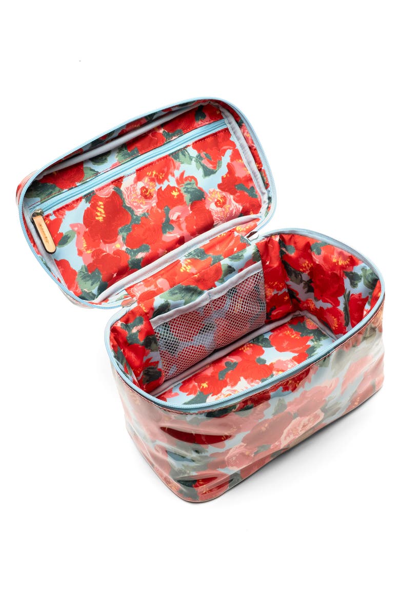 Cosmetics Train Case, Alternate, color, RED/ LIGHT BLUE